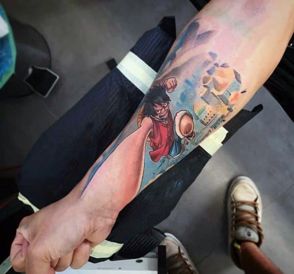 One Piece 3d Inner Forearm Mens Tattoo Designs