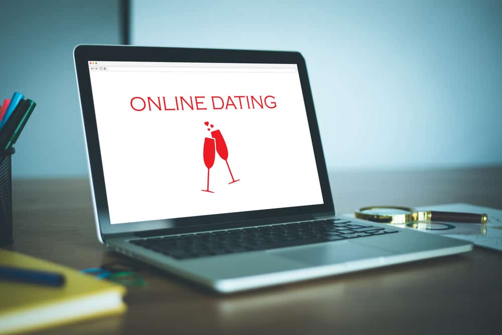 online dating website on laptop
