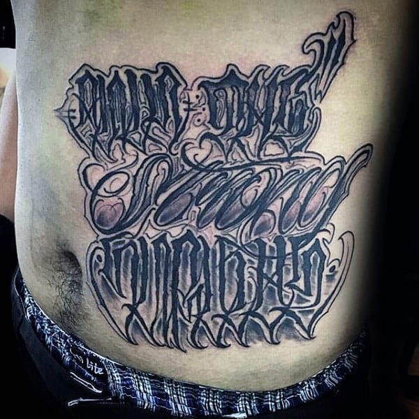 Only The Strong Survive Guys Rib Cage Side Stomach Tattoos