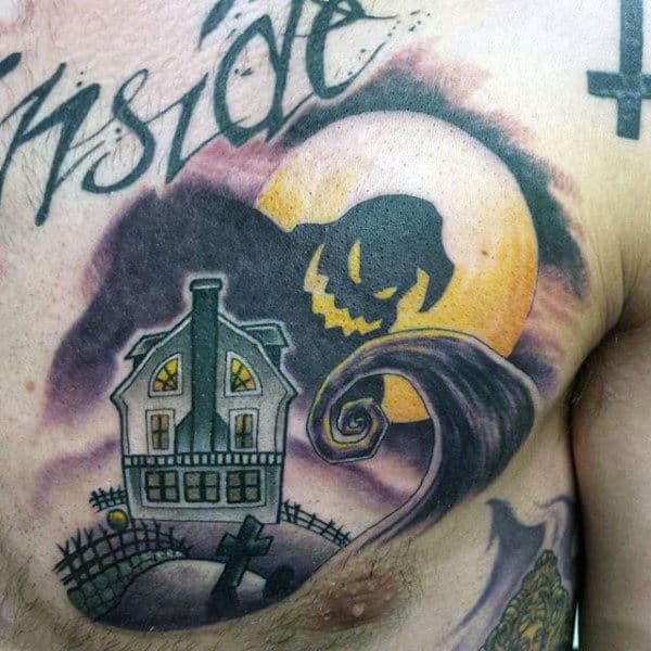 Oogie Boogie Mens Night Before Christmas Chest Tattoos