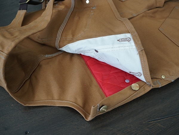 Open Button Sides Carhartt Quilt Lined Zip To Thigh Bib Overalls