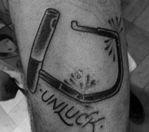 Open Lock Bicycle Tattoo For Guys On Legs