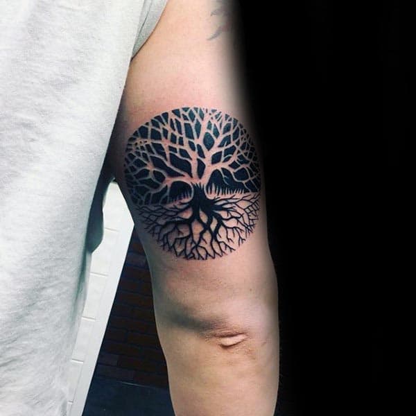 Opposite Tree Of Life Mens Ticep Tattoos