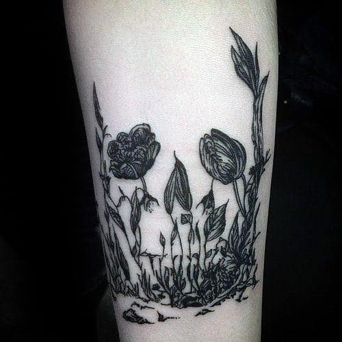 Optical Illusion Flower Life Death Skull Guys Arm Tattoos