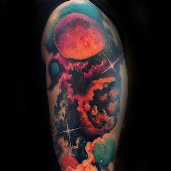 Orange Astronomy Tattoo Male Forarms