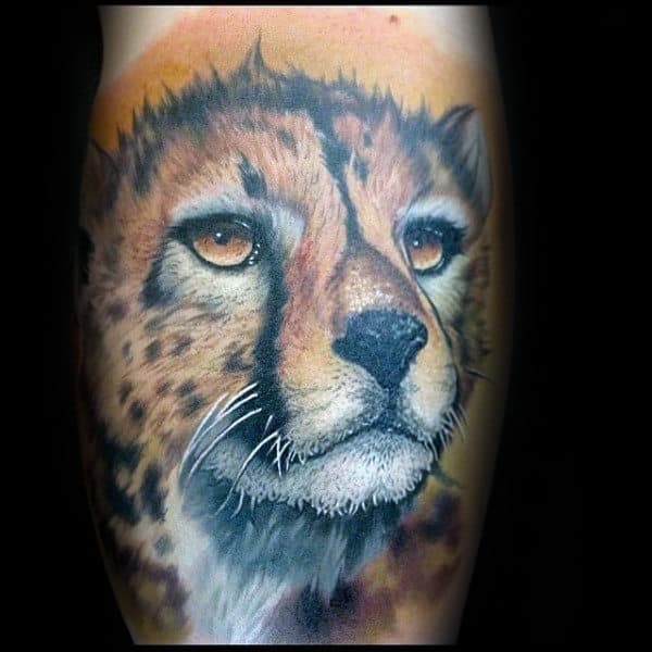 Orange Mens Leopard Arm Tattoo Ideas