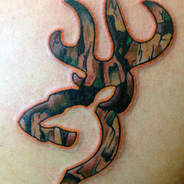 Orange Outline Browning Camo Mens Tattoos