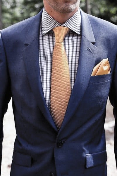 Orange Tie And Pocket Square Guys Navy Blue Suit Fashion Ideas