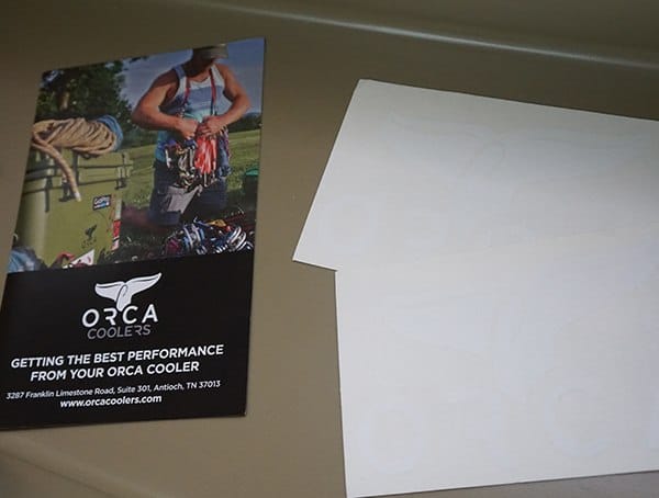 Orca 75 Cooler Review Stickers And Instruction Sheet