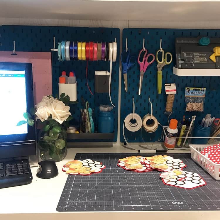 organized art room pegboard storage