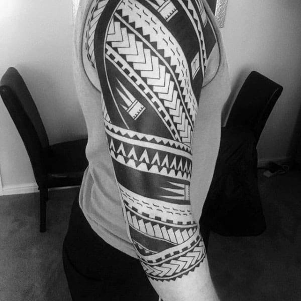 Original Mens Polynesian Half Sleeve Tribals Tattoos