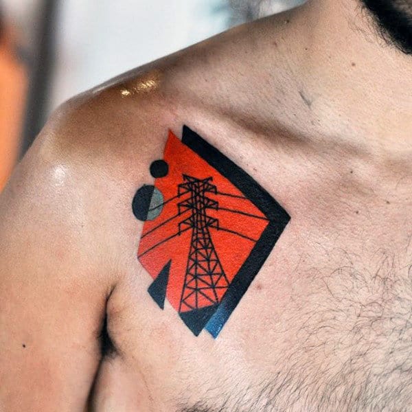 Original Mens Small Powerline Upper Chest Tattoo