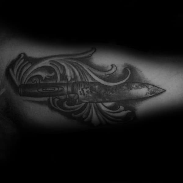 Ornate Chef Knife Mens Inner Arm Bicep Tattoo