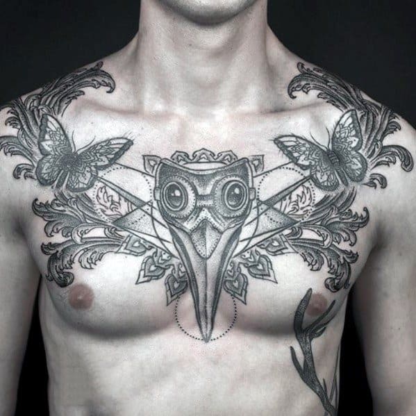 Ornate Chest Plague Doctor Male Tattoos