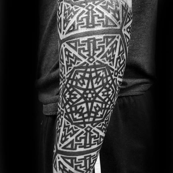 Ornate Forearm Sleeve Maze Mens Tattoo Designs