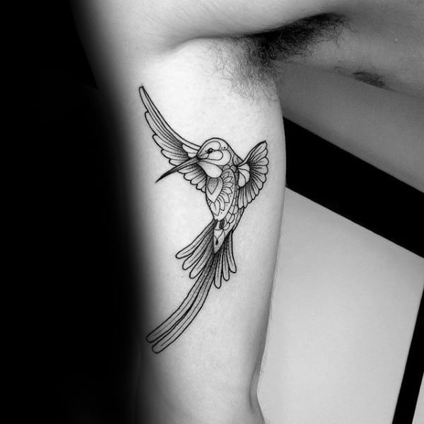 Ornate Hummingbird Inner Arm Tattoo Designs For Males