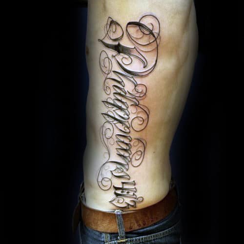 Ornate Lettering Male Philippians 4 13 Ribs Tattoos