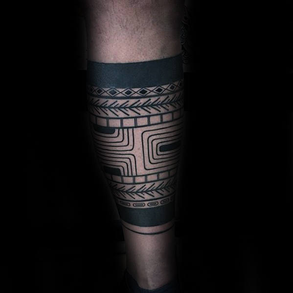 Ornate Male Leg Band Tattoos