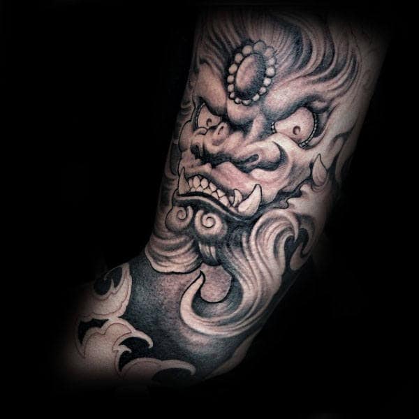 Ornate Mens Foo Dog Sleeve Tatoto