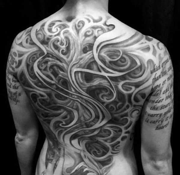 Ornate Mens Twisted Tree Of Life Full Back Tattoos