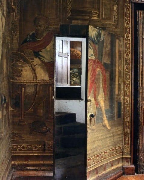 ornate painting hidden door in church