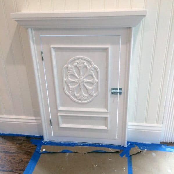 Ornate White Painted Door With Luxury Trim Home Ideas For Doggy Doors