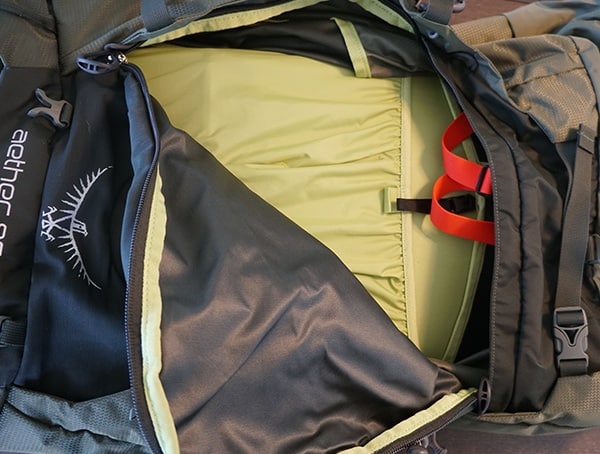 Osprey Aether Ag 85 Side Zipper Open