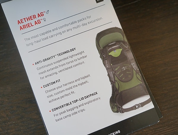 Osprey Aether Ag Features