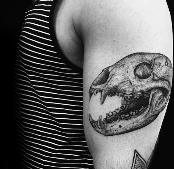 Outer Arm Guys Bear Skull Tattoo Designs