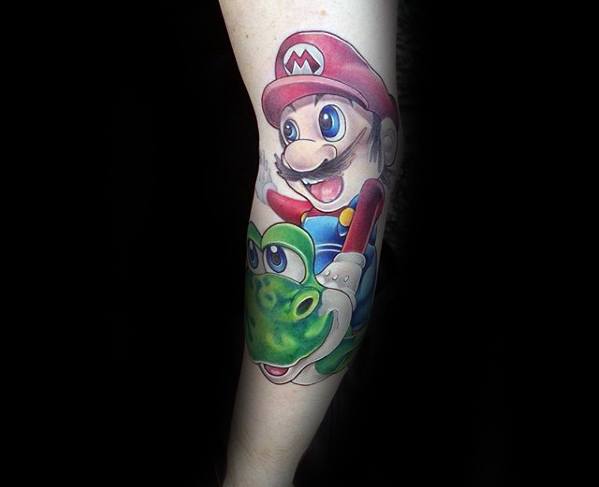 Outer Arm Masculine Yoshi Tattoos For Men