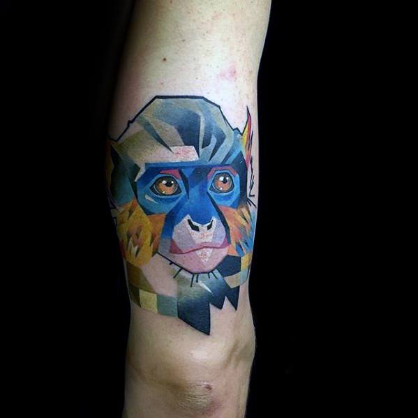 Outer Arm Monkey Pixel Tattoos For Gentlemen
