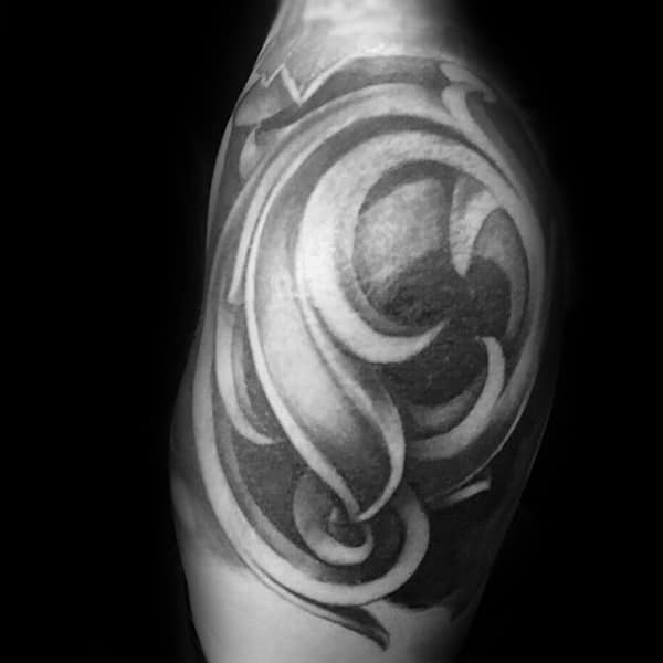 Outer Elbow Filigree Mens Tattoos