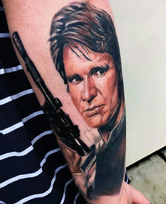 Outer Forearm 3d Han Solo Guys Tattoo Ideas
