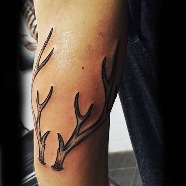 Outer Forearm Antler Guys Tattoo Deign Ideas