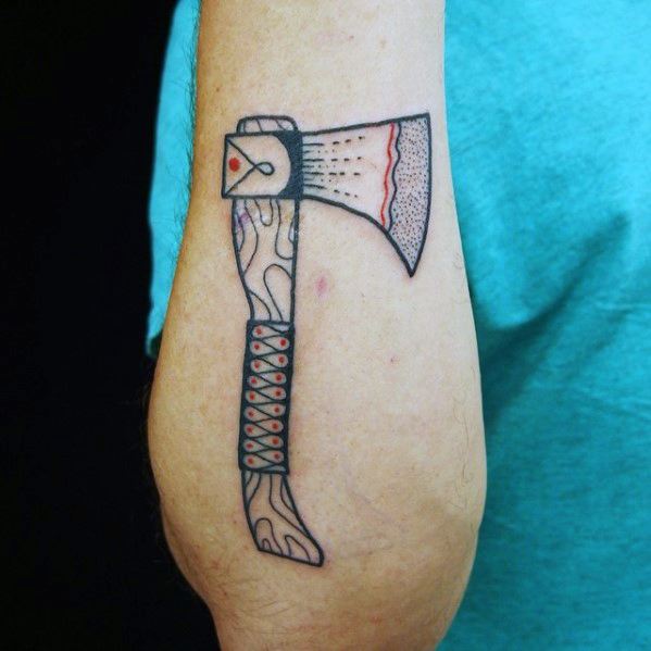 Outer Forearm Axe Small Manly Guys Tattoo Designs