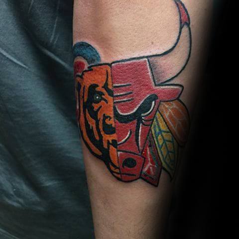 Outer Forearm Chicago Bears Tattoo Ideas For Males