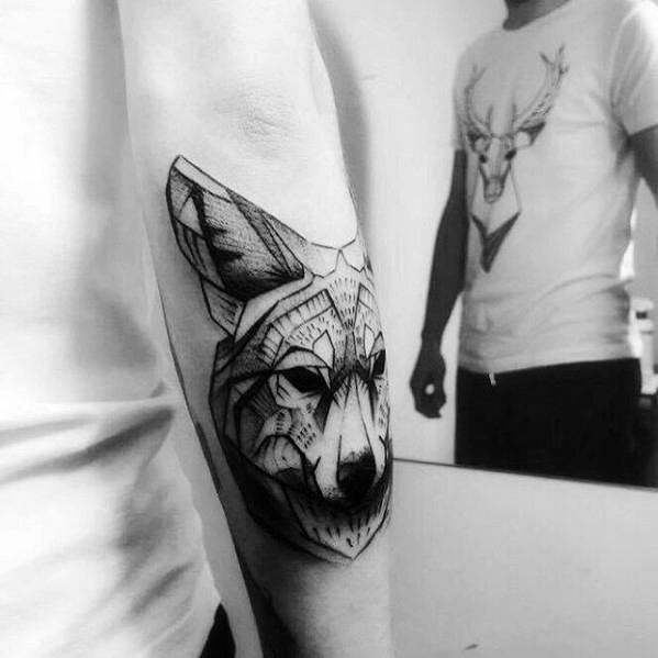 Outer Forearm Coyote Tattoo Ideas For Males