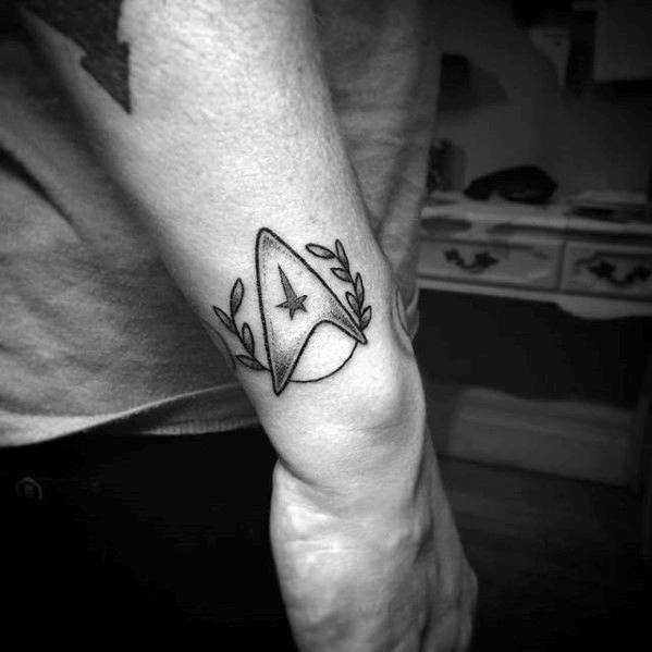 Outer Forearm Dotwork Small Creative Star Trek Tattoos For Men
