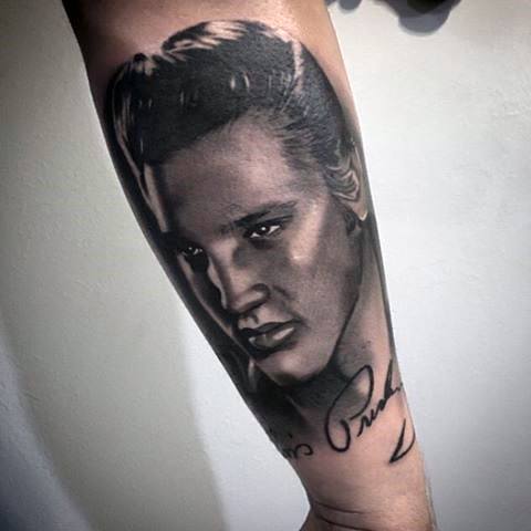Outer Forearm Elvis Presley Tattoos Guys
