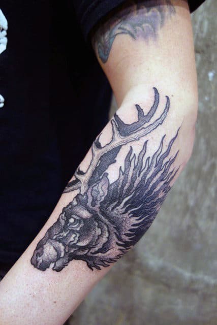 Outer Forearm Gentlemens Moose Tattoo Ideas