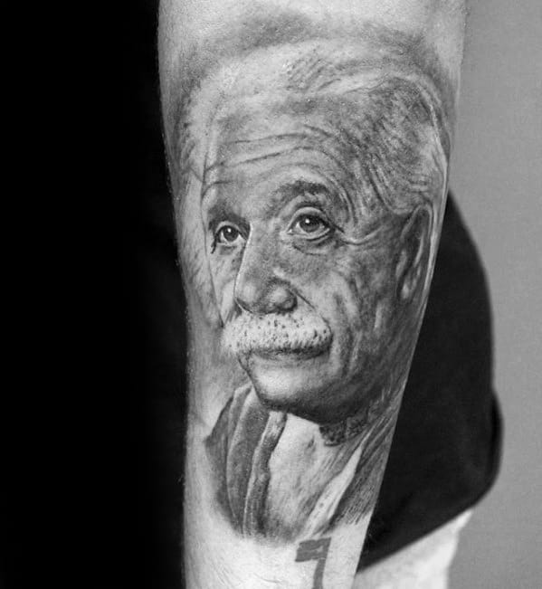 Outer Forearm Guys Albert Einstein Tattoo Designs