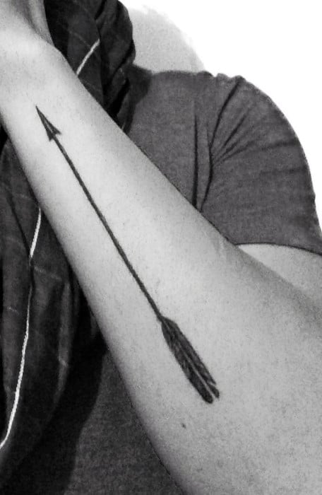 Outer Forearm Guys Simple Black Arrow Tattoo Ideas