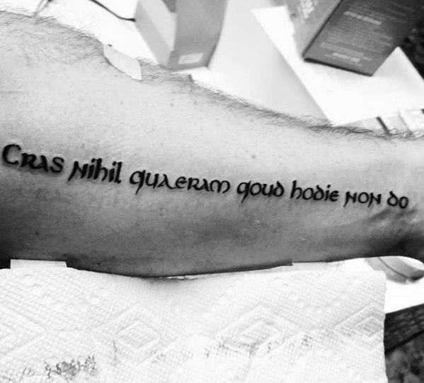 Outer Forearm Latin Mens Tattoo Designs