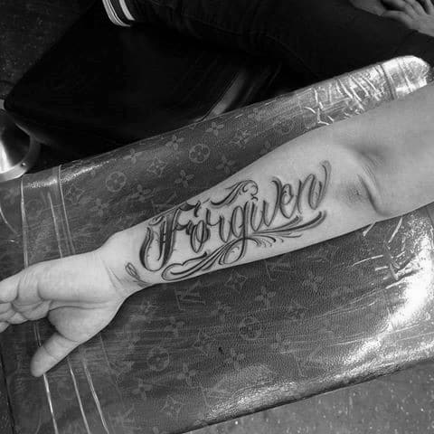 Outer Forearm Male Forgiven Tattoos