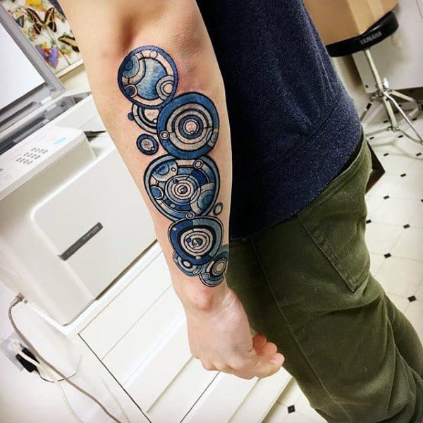 Outer Forearm Male Gallifreyan Tattoo Ideas