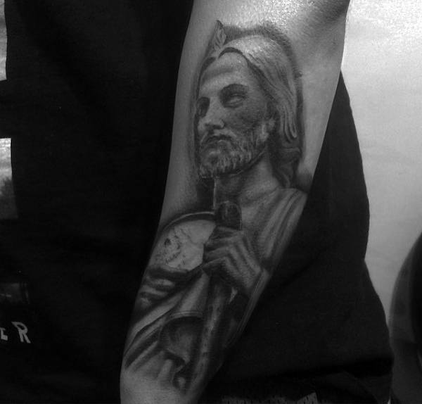 Outer Forearm Male Tattoo Of St Jude