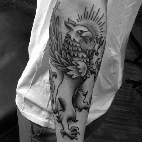 Outer Forearm Mens Griffin Tattoo Ideas