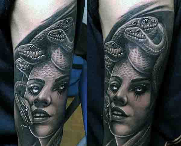 Outer Forearm Mens Medusa Tattoo Inspiration
