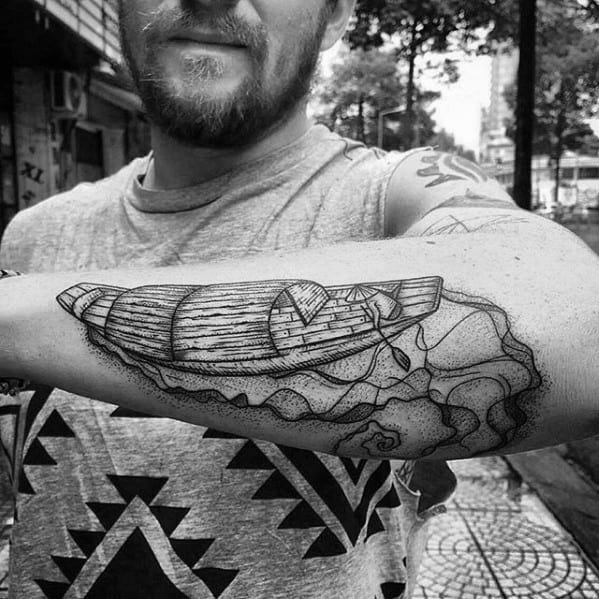 Outer Forearm River Tattoos Men