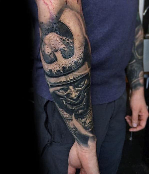 Outer Forearm Samuari Helmet Sweet Mens Stone 3d Tattoo